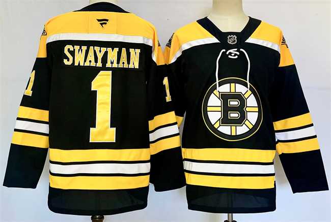 Men's Boston Bruins #1 Jeremy Swayman Black 2024-25 Home Stitched Hockey Jersey,We sell and wholesale Men's Boston Bruins #1 Jeremy Swayman Black 2024-25 Home Stitched Hockey Jersey on line form chian!